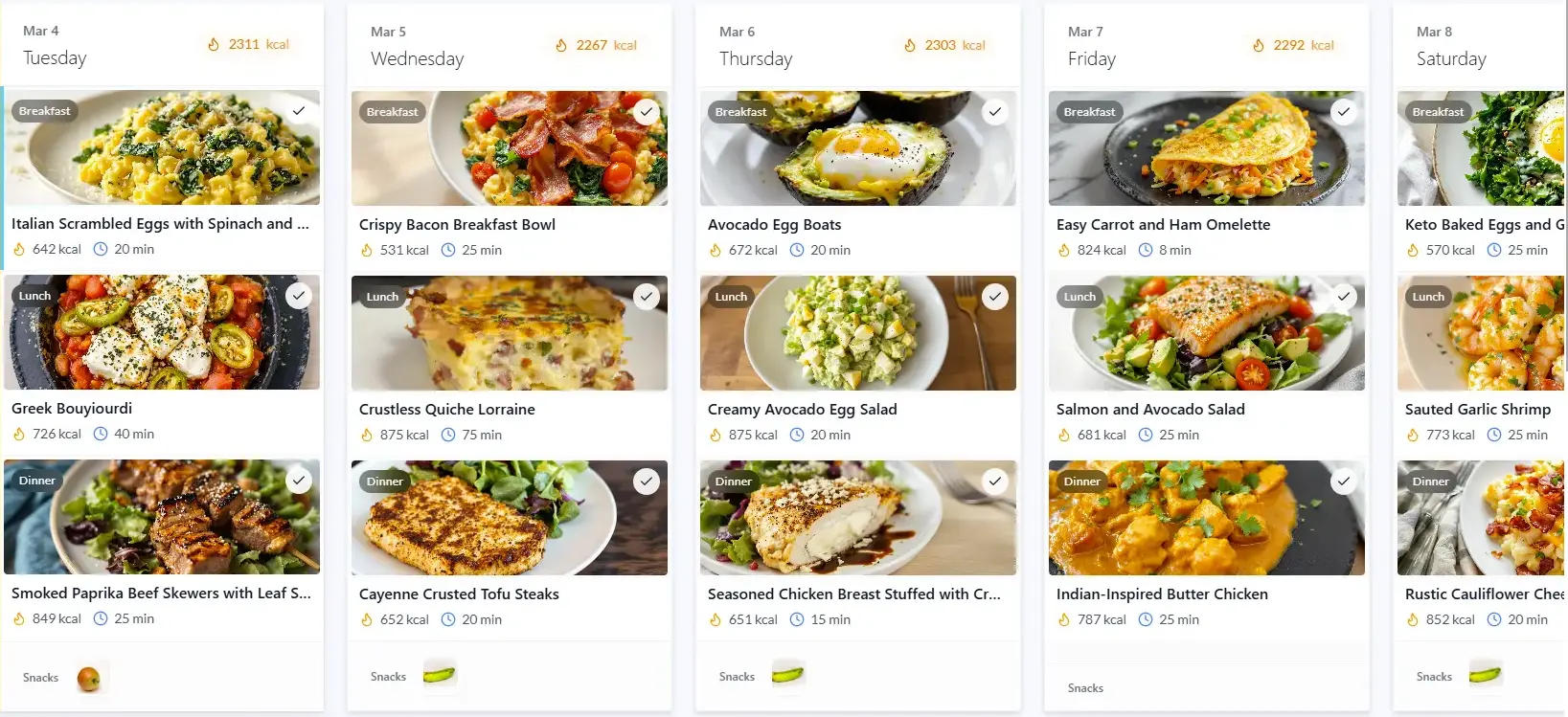 Meal Planner Dashboard Preview
